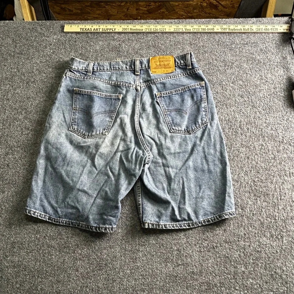 Levi's Denim Shorts Mens Size 36 Blue 550 Relaxed Fit Cotton USA Made Stained